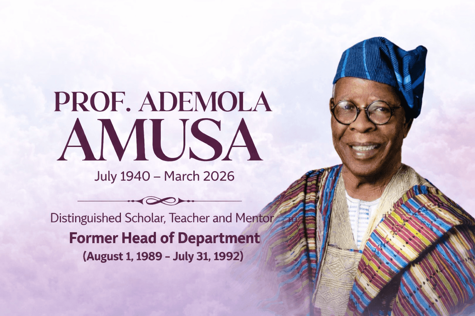 Physics mourns the passing of Professor Ademola Amusa